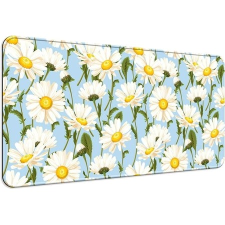 Sunflower Gaming Desk Mat  Pretty Computer Keyboard Big Large Extended Office and Home Mouse Pad for Women  Non-Slip Rubber Base with Stitched Edges  