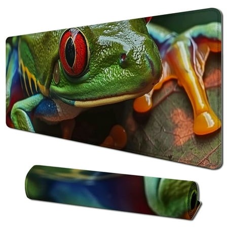 Wllo0ord Desk Pad Extended Mouse Pad with Stitched Edges Large Non Slip Gaming Desk Mat Red Eyed Tree Frog Keyboard Mouse Mat Desk Protector for Work 