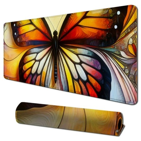 Lzatpd Desk Pad Extended Mouse Pad with Stitched Edges Large Non Slip Gaming Desk Mat Beauty Animal Butterfly Keyboard Mouse Mat Desk Protector for Wo