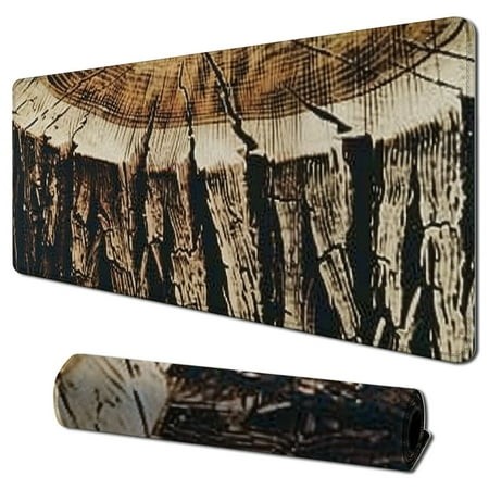 Wllo0ord Desk Pad Extended Mouse Pad with Stitched Edges Large Non Slip Gaming Desk Mat Stump of Oak Tree Keyboard Mouse Mat Desk Protector for Work G
