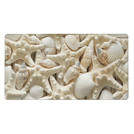 Bingfone Starfish and Sea Shells Large Gaming Mouse Pad Extended Desk Mousepad with Stitched Edges Non-Slip Base Water Resist Keyboard Pad for Gamer  