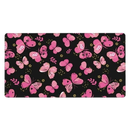 Bingfone Girl Butterfly Large Gaming Mouse Pad Extended Desk Mousepad with Stitched Edges Non-Slip Base Water Resist Keyboard Pad for Gamer  Office & 