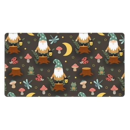 Bingfone Gnome Insect Frog Large Gaming Mouse Pad Extended Desk Mousepad with Stitched Edges Non-Slip Base Water Resist Keyboard Pad for Gamer  Office