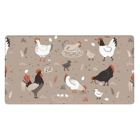 Bingfone Chicken Large Gaming Mouse Pad Extended Desk Mousepad with Stitched Edges Non-Slip Base Water Resist Keyboard Pad for Gamer  Office & Home  2