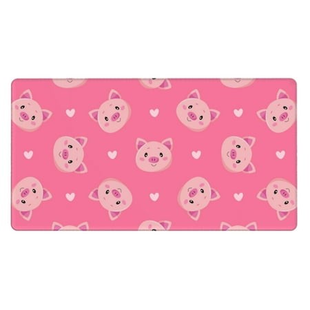 Bingfone Cartoon Pigs and Hearts Large Gaming Mouse Pad Extended Desk Mousepad with Stitched Edges Non-Slip Base Water Resist Keyboard Pad for Gamer  