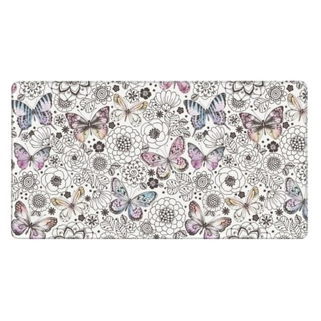 Bingfone Vintage Butterflies Large Gaming Mouse Pad Extended Desk Mousepad with Stitched Edges Non-Slip Base Water Resist Keyboard Pad for Gamer  Offi