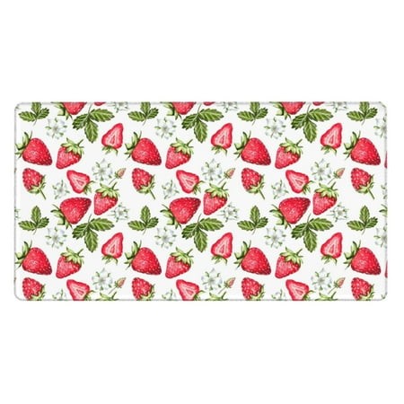 Bingfone Strawberry1 Large Gaming Mouse Pad Extended Desk Mousepad with Stitched Edges Non-Slip Base Water Resist Keyboard Pad for Gamer  Office & Hom