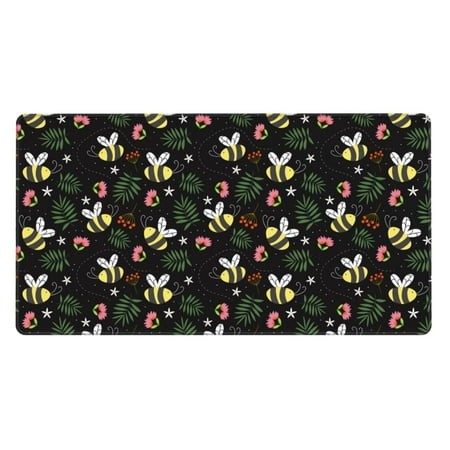 Bingfone Bees Large Gaming Mouse Pad Extended Desk Mousepad with Stitched Edges Non-Slip Base Water Resist Keyboard Pad for Gamer  Office & Home  29.5