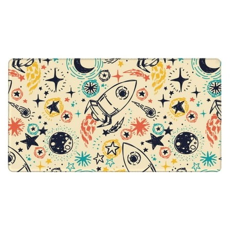 Bingfone Rockets Large Gaming Mouse Pad Extended Desk Mousepad with Stitched Edges Non-Slip Base Water Resist Keyboard Pad for Gamer  Office & Home  2