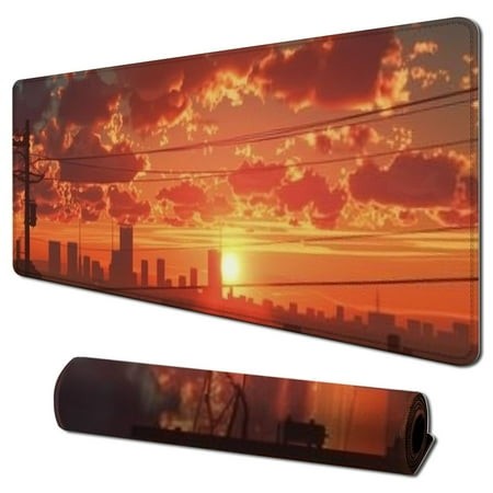 Wllo0ord Desk Pad Extended Mouse Pad with Stitched Edges Large Non Slip Gaming Desk Mat Sunset Apartments Keyboard Mouse Mat Desk Protector for Work G
