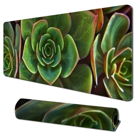 Wllo0ord Desk Pad Extended Mouse Pad with Stitched Edges Large Non Slip Gaming Desk Mat Succulent Keyboard Mouse Mat Desk Protector for Work Game Offi