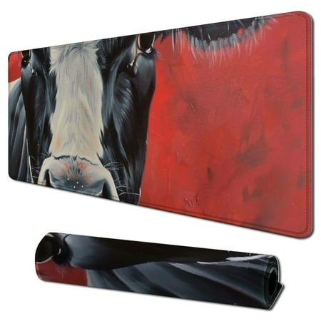 Wllo0ord Desk Pad Extended Mouse Pad with Stitched Edges Large Non Slip Gaming Desk Mat Red Background Animals Keyboard Mouse Mat Desk Protector for W