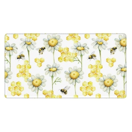 Bingfone Sweet Honey Large Gaming Mouse Pad Extended Desk Mousepad with Stitched Edges Non-Slip Base Water Resist Keyboard Pad for Gamer  Office & Hom