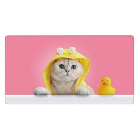 Bingfone a Funny Cat Large Gaming Mouse Pad Extended Desk Mousepad with Stitched Edges Non-Slip Base Water Resist Keyboard Pad for Gamer  Office & Hom