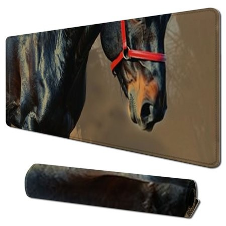 Wllo0ord Desk Pad Extended Mouse Pad with Stitched Edges Large Non Slip Gaming Desk Mat Horse on Lawn Keyboard Mouse Mat Desk Protector for Work Game 