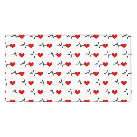 Bingfone Heartbeat Symbol Large Gaming Mouse Pad Extended Desk Mousepad with Stitched Edges Non-Slip Base Water Resist Keyboard Pad for Gamer  Office 