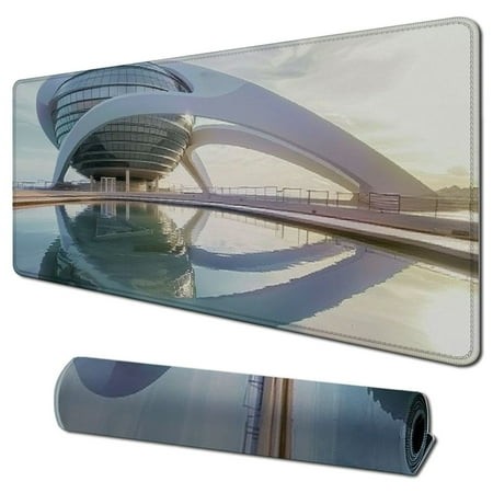 Wllo0ord Desk Pad Extended Mouse Pad with Stitched Edges Large Non Slip Gaming Desk Mat City of the Arts and the Sciences Keyboard Mouse Mat Desk Prot
