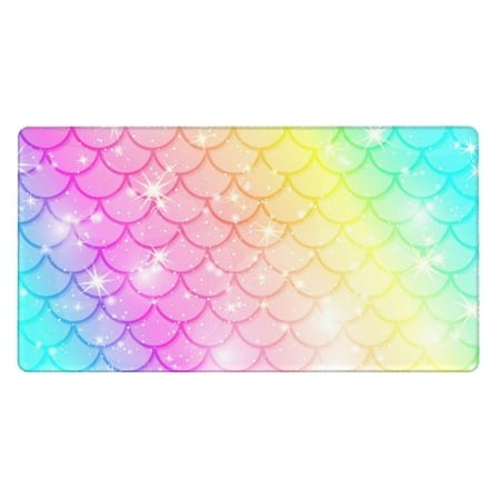 Bingfone Fish Scale Large Gaming Mouse Pad Extended Desk Mousepad with Stitched Edges Non-Slip Base Water Resist Keyboard Pad for Gamer  Office & Home
