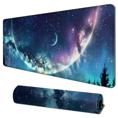 Desk Mat Large Mouse Pad Extended Gaming Mouse Pad Mat with Non-Slip Base Stitched Eges Mousepad for Computer Office Keyboard and Laptop -