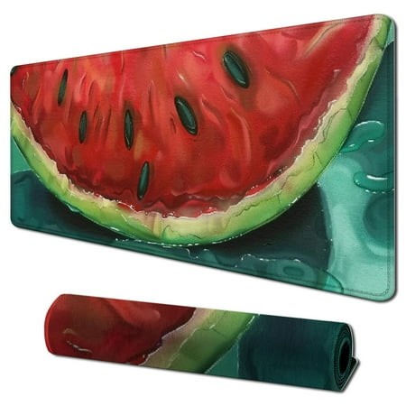 Wllo0ord Desk Pad Extended Mouse Pad with Stitched Edges Large Non Slip Gaming Desk Mat Dream Watermelon Keyboard Mouse Mat Desk Protector for Work Ga