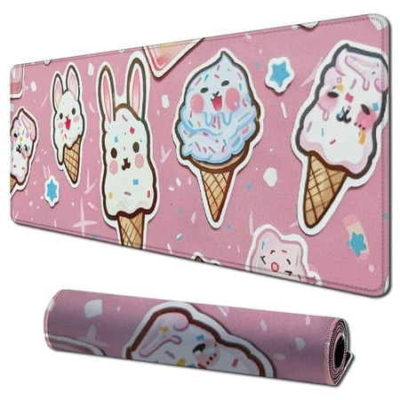 Lzatpd Desk Mat  Pink Rabbit Extended Gaming Mouse Pad Large Big Mouse Pad with Non-Slip Base and Stitched Edge  Long Computer Keyboard Mouse Mat for 