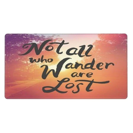 Bingfone Not All Who Wander Are Lost Large Gaming Mouse Pad Extended Desk Mousepad with Stitched Edges Non-Slip Base Water Resist Keyboard Pad for Gam