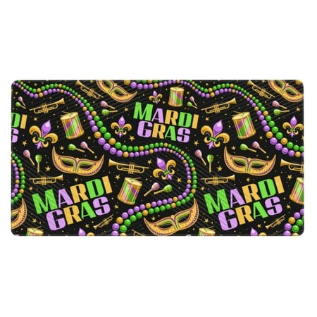 Bingfone Mardi Gras3 Large Gaming Mouse Pad Extended Desk Mousepad with Stitched Edges Non-Slip Base Water Resist Keyboard Pad for Gamer  Office & Hom