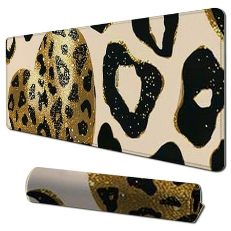 Plloopoed Leopard Mouse Pad Large with Coaster for Women  Full Desk Mousepad Stitched Edges Non Slip Base Desk Pad Extended Large Gaming XXL Mouse Pad