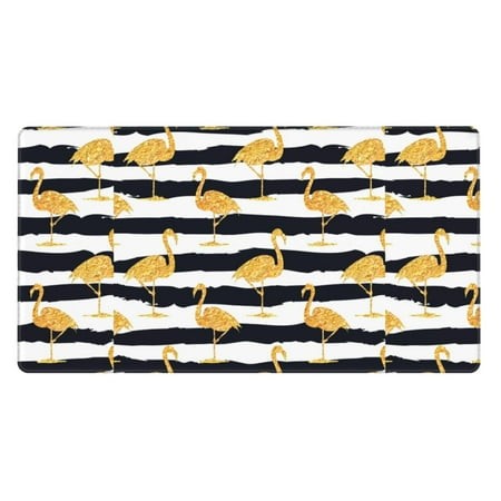 Bingfone Gold Flamingo Large Gaming Mouse Pad Extended Desk Mousepad with Stitched Edges Non-Slip Base Water Resist Keyboard Pad for Gamer  Office & H