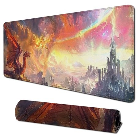 Cmefzd Cool Dragon Gaming Mouse Pad Large Desk Mat Mousepad Extended Non-Slip Rubber Base Keyboard Mat with Stitched Edges for Desk Home Office 31.5x1