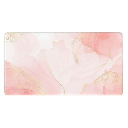 Bingfone Pink Marble Large Gaming Mouse Pad Extended Desk Mousepad with Stitched Edges Non-Slip Base Water Resist Keyboard Pad for Gamer  Office & Hom