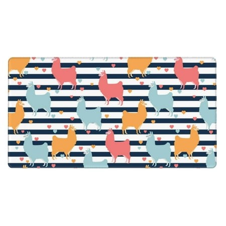 Bingfone Colorful Llama Large Gaming Mouse Pad Extended Desk Mousepad with Stitched Edges Non-Slip Base Water Resist Keyboard Pad for Gamer  Office & 