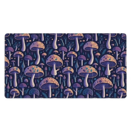Bingfone Floral Hippie Mushrooms Large Gaming Mouse Pad Extended Desk Mousepad with Stitched Edges Non-Slip Base Water Resist Keyboard Pad for Gamer  
