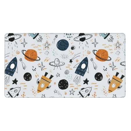 Bingfone Cartoon Planets Large Gaming Mouse Pad Extended Desk Mousepad with Stitched Edges Non-Slip Base Water Resist Keyboard Pad for Gamer  Office &