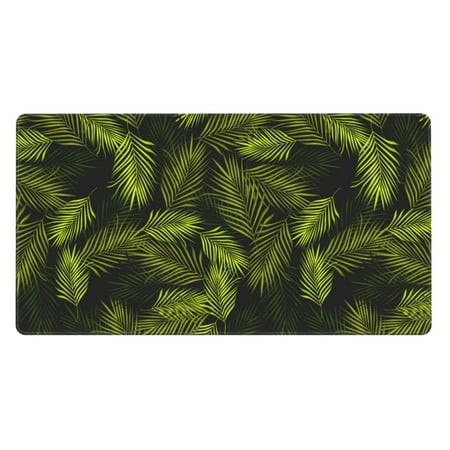 Bingfone Tropical Palm Leaves Fern Leaf Large Gaming Mouse Pad Extended Desk Mousepad with Stitched Edges Non-Slip Base Water Resist Keyboard Pad for 