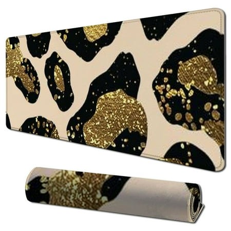 Plloopoed Leopard Mouse Pad Large with Coaster for Women  Full Desk Mousepad Stitched Edges Non Slip Base Desk Pad Extended Large Gaming XXL Mouse Pad