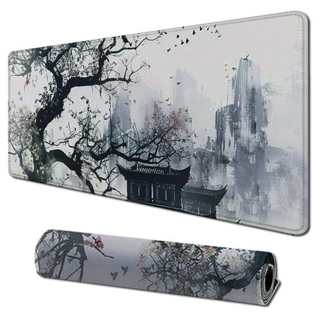 Lzatpd Large River Snow Gaming Mouse Pad  Extended Large Non-Slip Desk Mat  with Stitched Edge 31.5x11.8 in