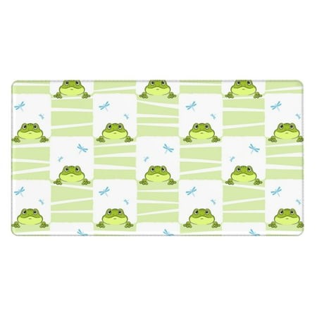 Bingfone Frogs and Dragonflies Large Gaming Mouse Pad Extended Desk Mousepad with Stitched Edges Non-Slip Base Water Resist Keyboard Pad for Gamer  Of