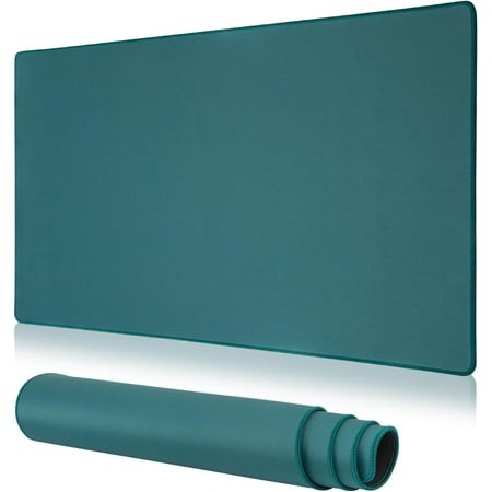 Large Gaming Mouse Pad with Durable Stitched Edges  Extended Waterproof Green Mouse Mat with Non-Slip Rubber Base  Desk Topper Mat  Keyboard Mouse Mou