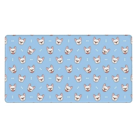 Bingfone French Bulldog Head Large Gaming Mouse Pad Extended Desk Mousepad with Stitched Edges Non-Slip Base 29.5 X 16 in