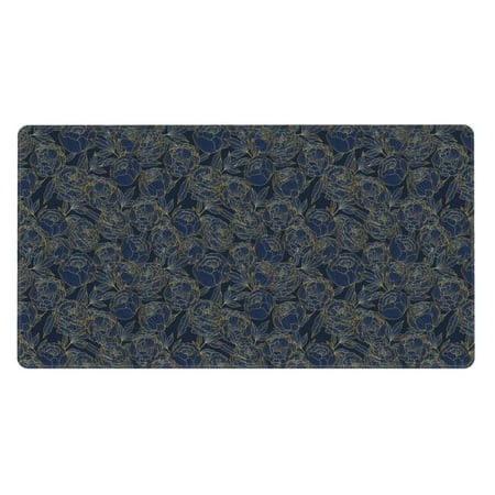 Bingfone Golden Peonies Large Gaming Mouse Pad Extended Desk Mousepad with Stitched Edges Non-Slip Base 29.5 X 16 in