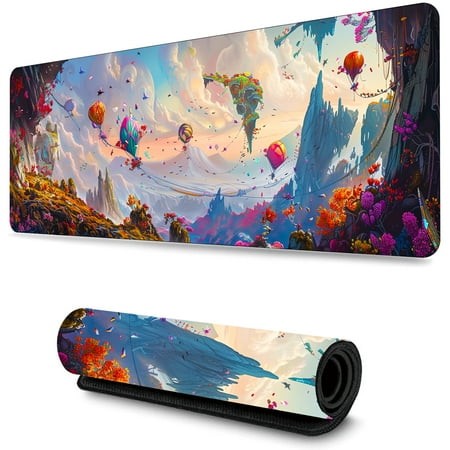 WISHTIME Large Gaming Mouse Pad  31.5 X 11.8 × 0.08 in with Stitched Edges  Extended Mousepad  Durable Non-Slip Natural Rubber Base  Washable Keyboar