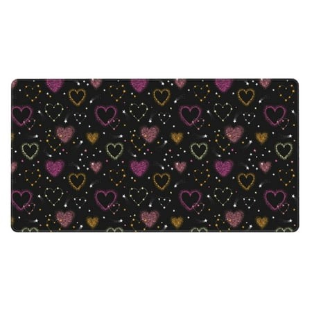 Bingfone Heart and Stars Large Gaming Mouse Pad Extended Desk Mousepad with Stitched Edges Non-Slip Base 29.5 X 16 in