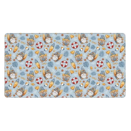 Bingfone Summer Time with Gnome Large Gaming Mouse Pad Extended Desk Mousepad with Stitched Edges Non-Slip Base 29.5 X 16 in