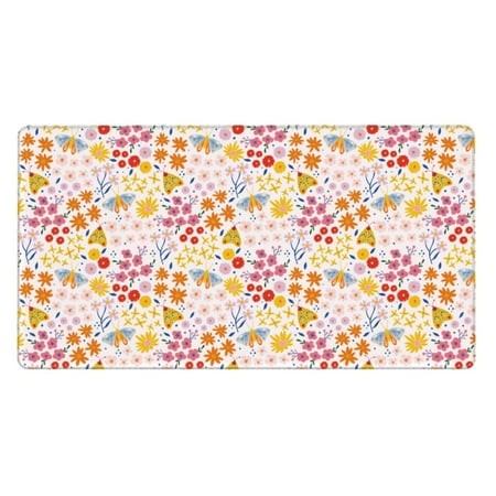 Bingfone Colorful Floral Large Gaming Mouse Pad Extended Desk Mousepad with Stitched Edges Non-Slip Base 29.5 X 16 in