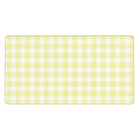 Bingfone Lemon Yellow Checkboard Large Gaming Mouse Pad Extended Desk Mousepad with Stitched Edges Non-Slip Base 29.5 X 16 in
