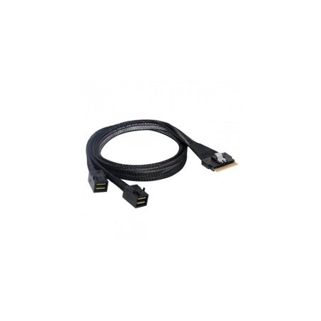 Jimier CY SF-010 PCI-E Ultraport Slimline SAS Slim 4.0 SFF-8654 8i 74pin to Dual SFF-8643 4i Mini SAS HD Cable PCI-Express