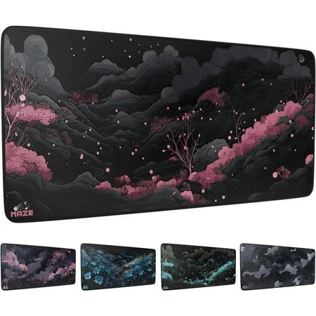 XXL Mouse Pad/Mat | (35.5  X15.8  X0.12  ) Light Series Mousepad for Maximum Speed (Waterproof) Desk Pad | Black Pink Gray and Rose Colors  Nature Tre