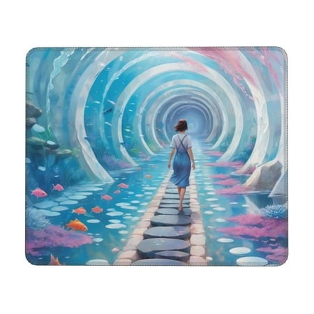 Path Through Surreal Water Tunnel Customized Mouse Pad Non Slip Rubber Base Mouse Pad Computer Laptop Office Desk Accessories Mouse Pad