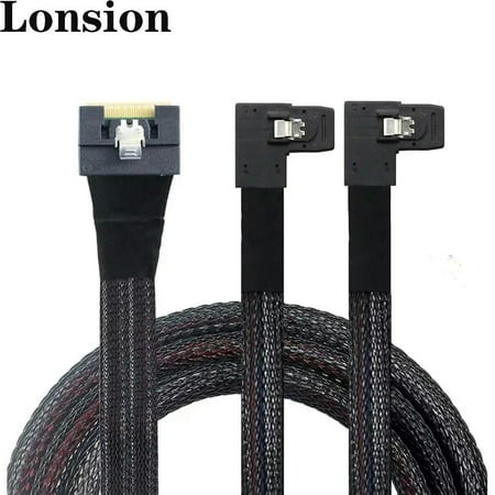 For PCIE SAS SFF-8654 8i to 2x SAS SFF-8087 Right Angle Cable with Antikink/Plug Protection